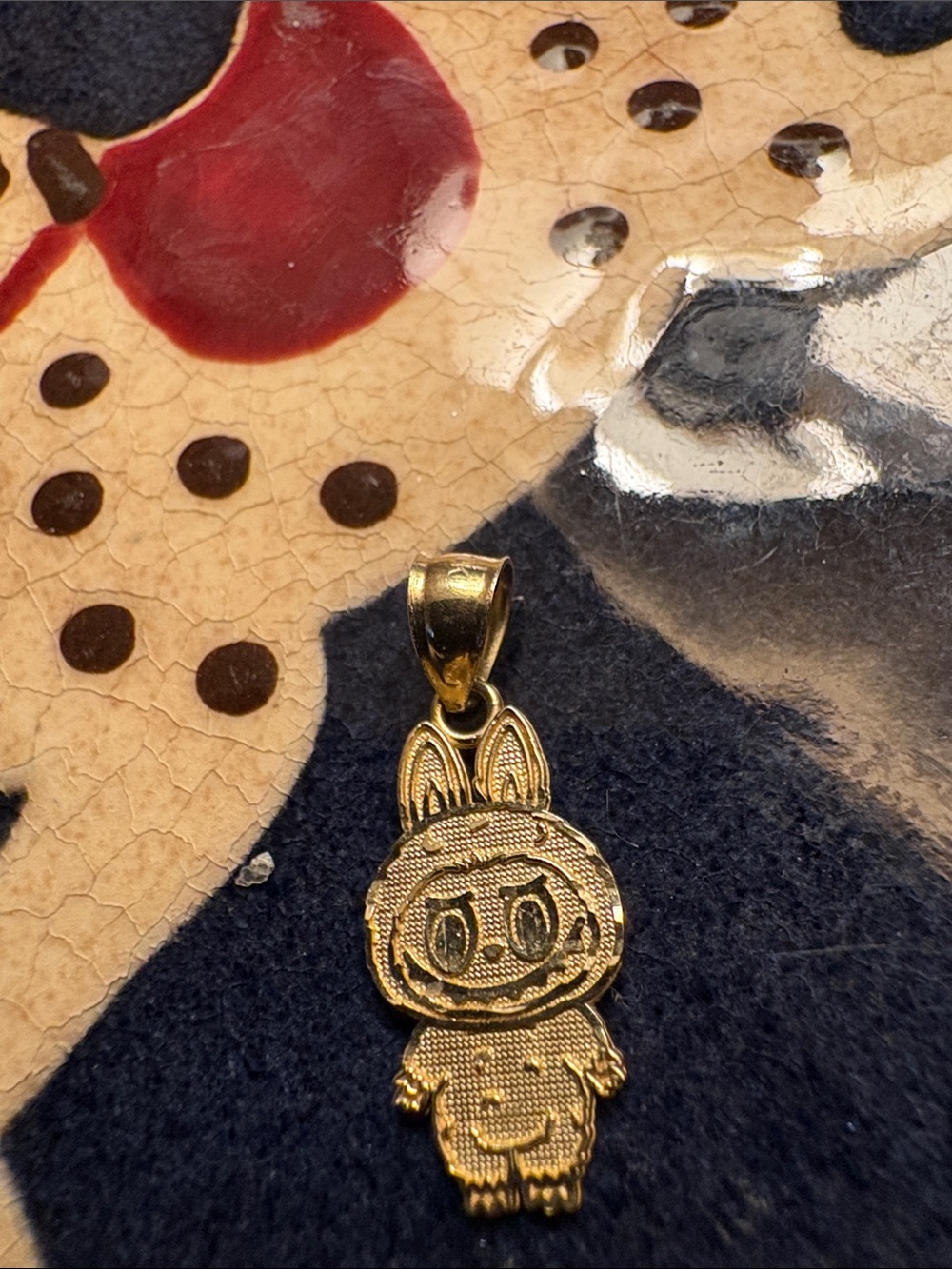 10k gold Labubu monster Pendant